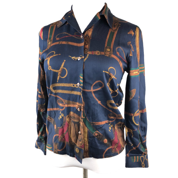 Pendleton Tops - Vintage Pendleton Equestrian Horse Themed Button Up Shirt Long Sleeve Women's 6
